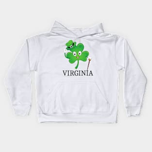 St Patrick&#39;s  Irish Shamrock VIRGINIA, Irish Gift for Wife Kids Hoodie